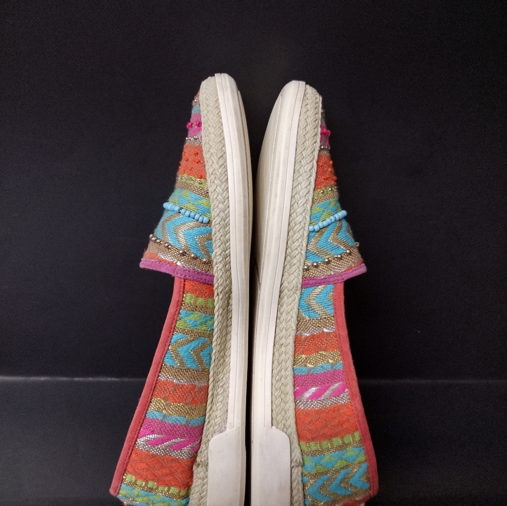 - DONALD PLINER -  MULICOLOR BEADED ESPADRILLE LOAFERS WOMEN'S SHOES SIZE :7M - Picture 6 of 12